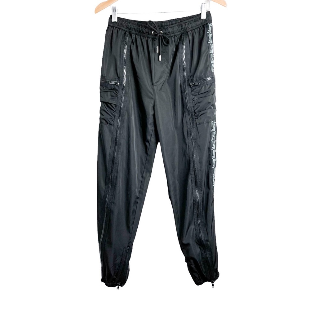LF Black Track Joggers with Side Zip & Drawstring